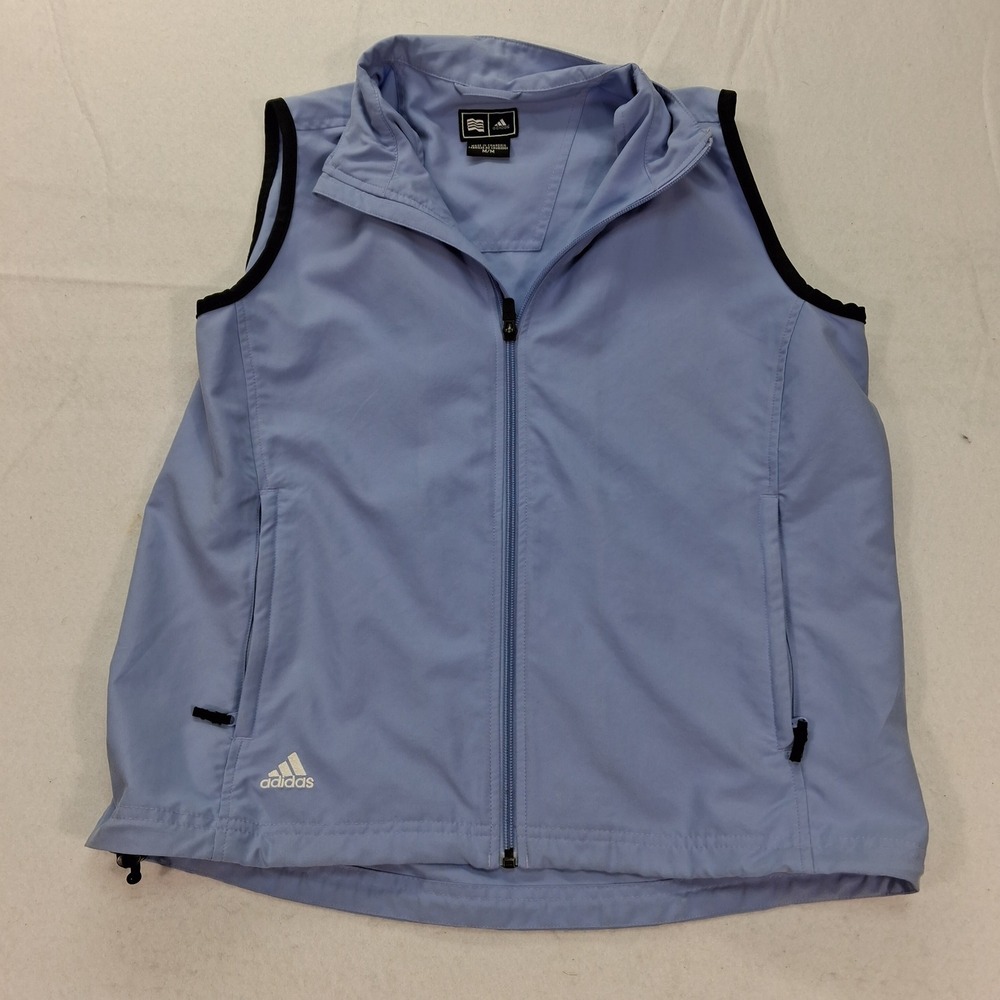 Adidas Vest Womens Medium ClimaProof Wind Blue Full Zip Sleeveless EUC